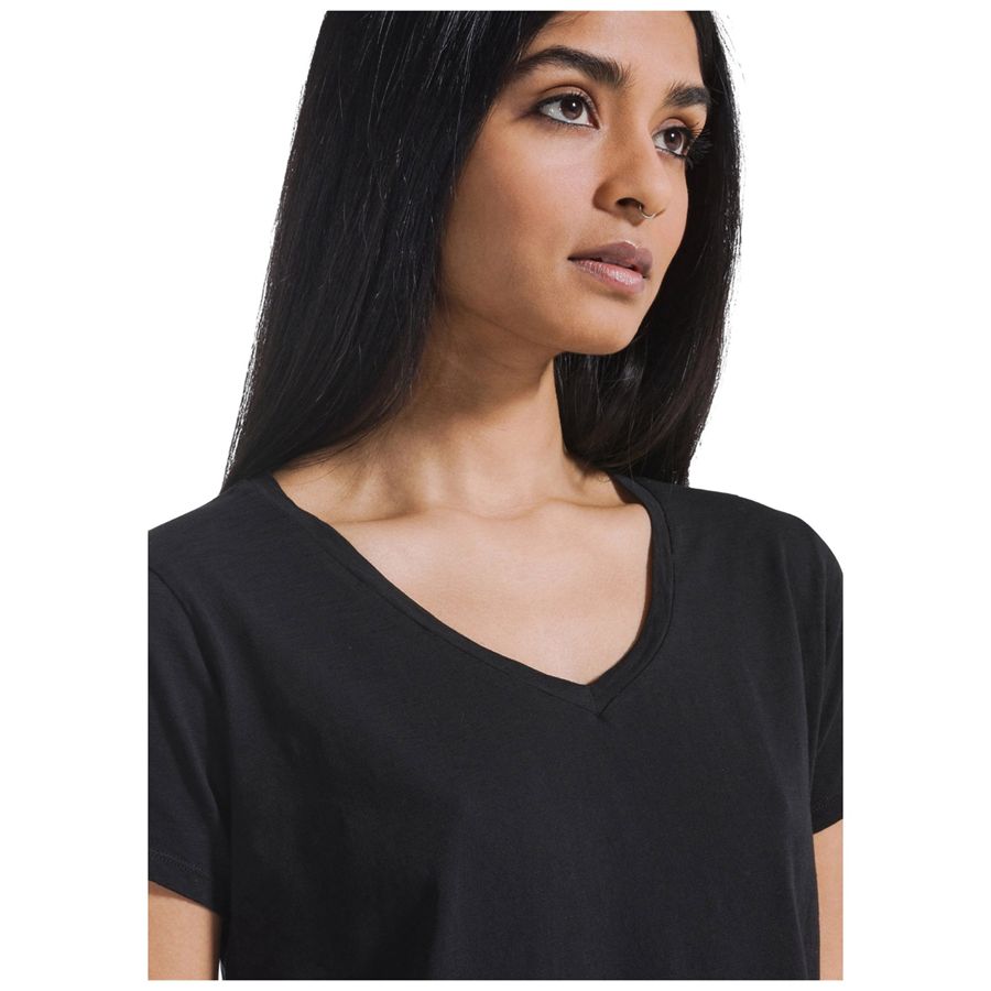 T-shirt a maniche corte in cotone con dettagli in seta nero da donna Deha | D4249210009